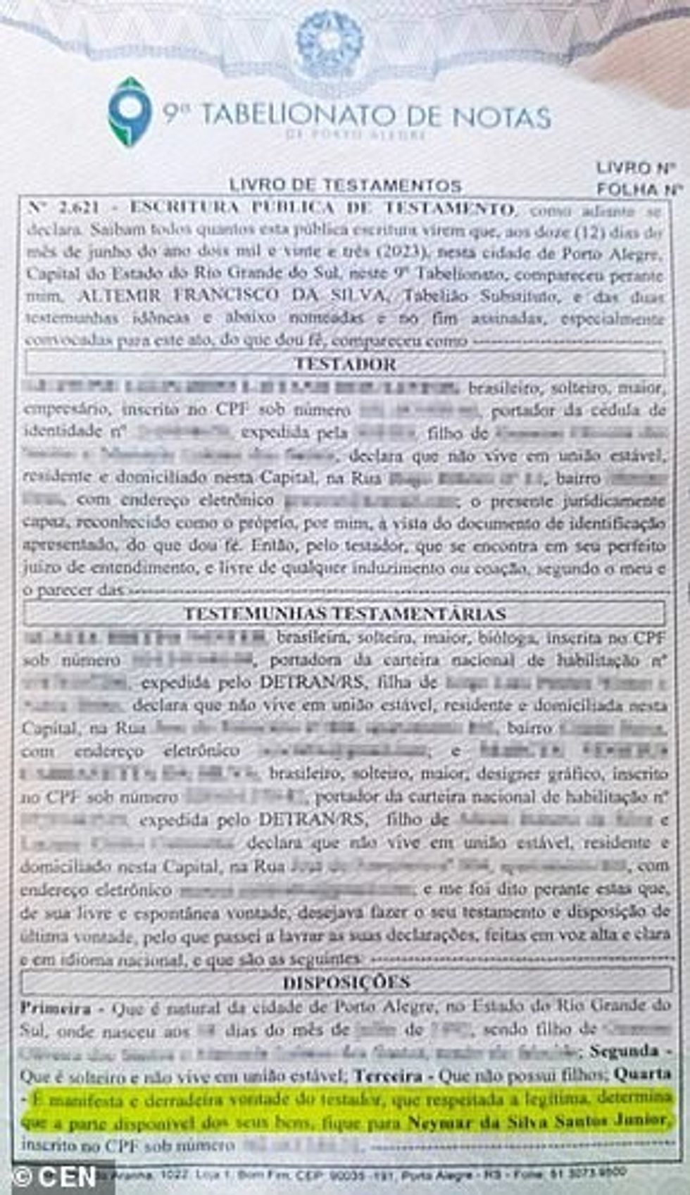 Neymar's name can be seen highlighted in yellow