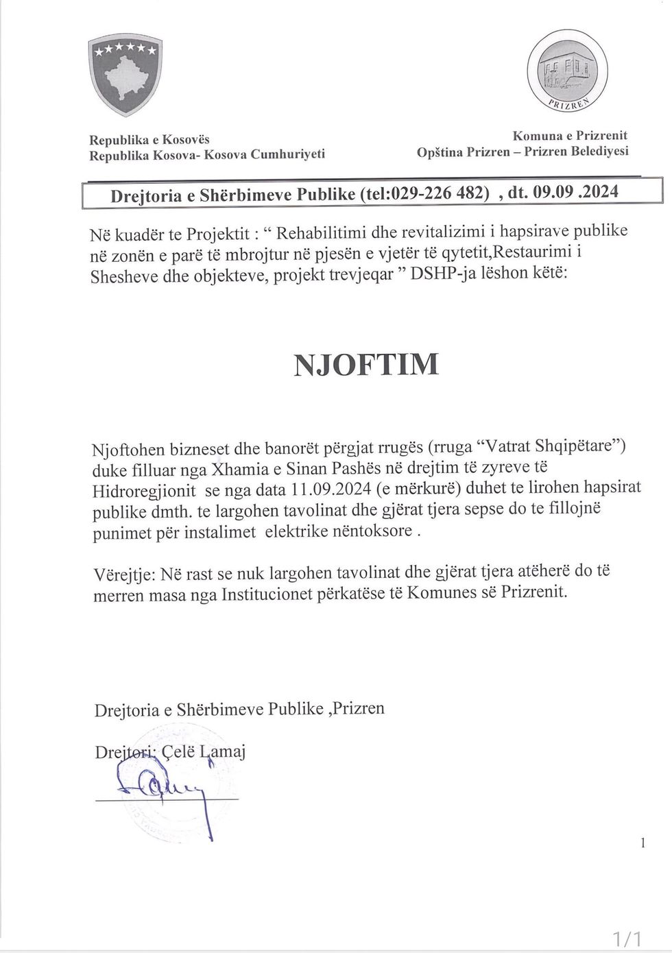 njoftimi dshp prizren