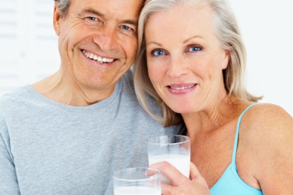 older couple drinking milk