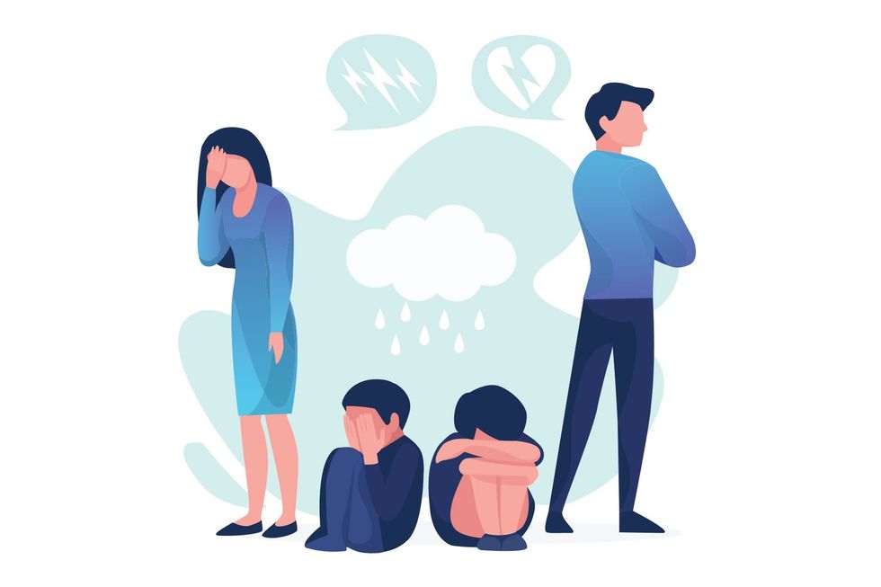 people illustration divorce man woman kids crying 01 other