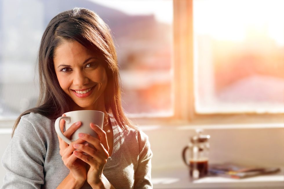People Woman Enjoy Her Morning Coffee Medium