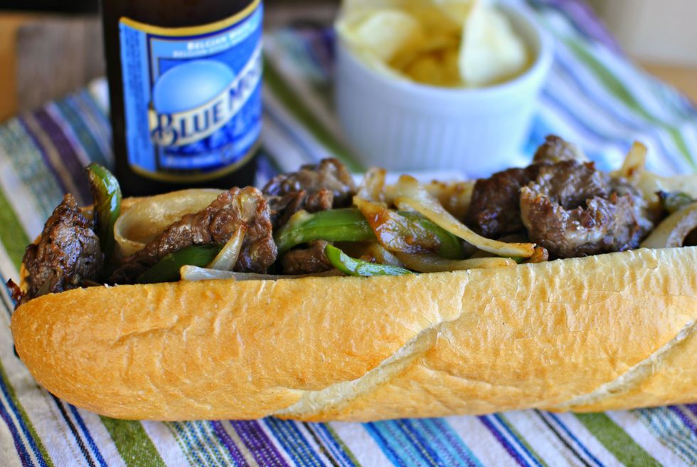 philly steak and cheese sandwich