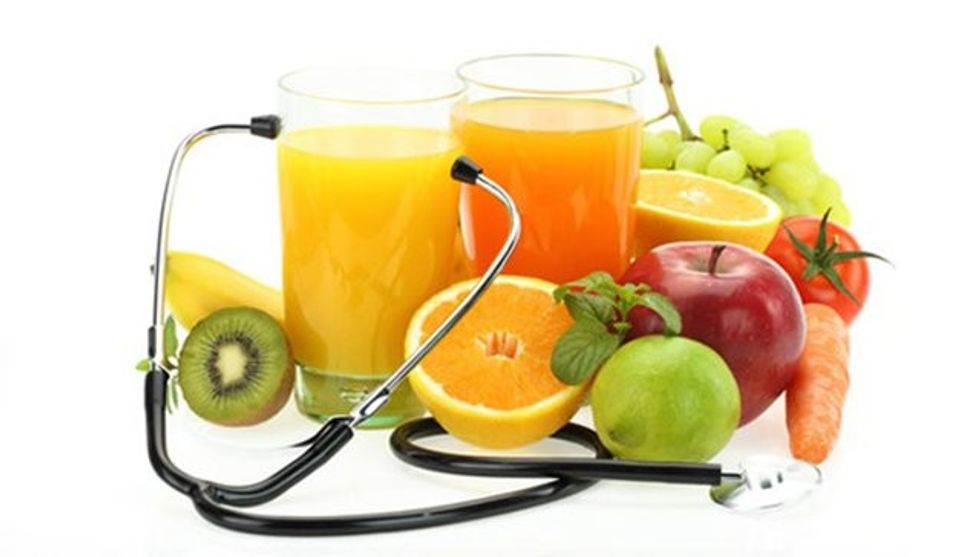 photodune 3132682 healthy eating fruits vegetables juice and stethoscope xs