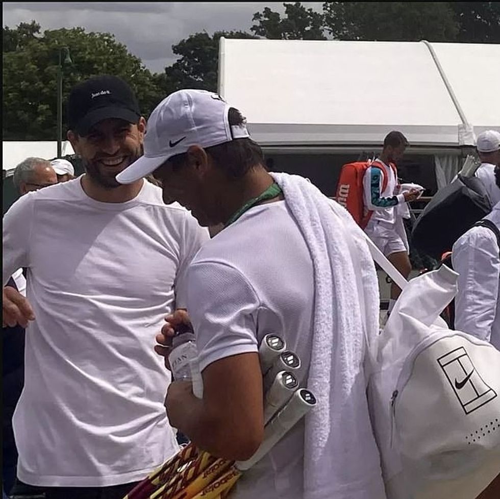 Pique is in London to cheer on Rafael Nadal (front) for Wimbledon which begins on Monday