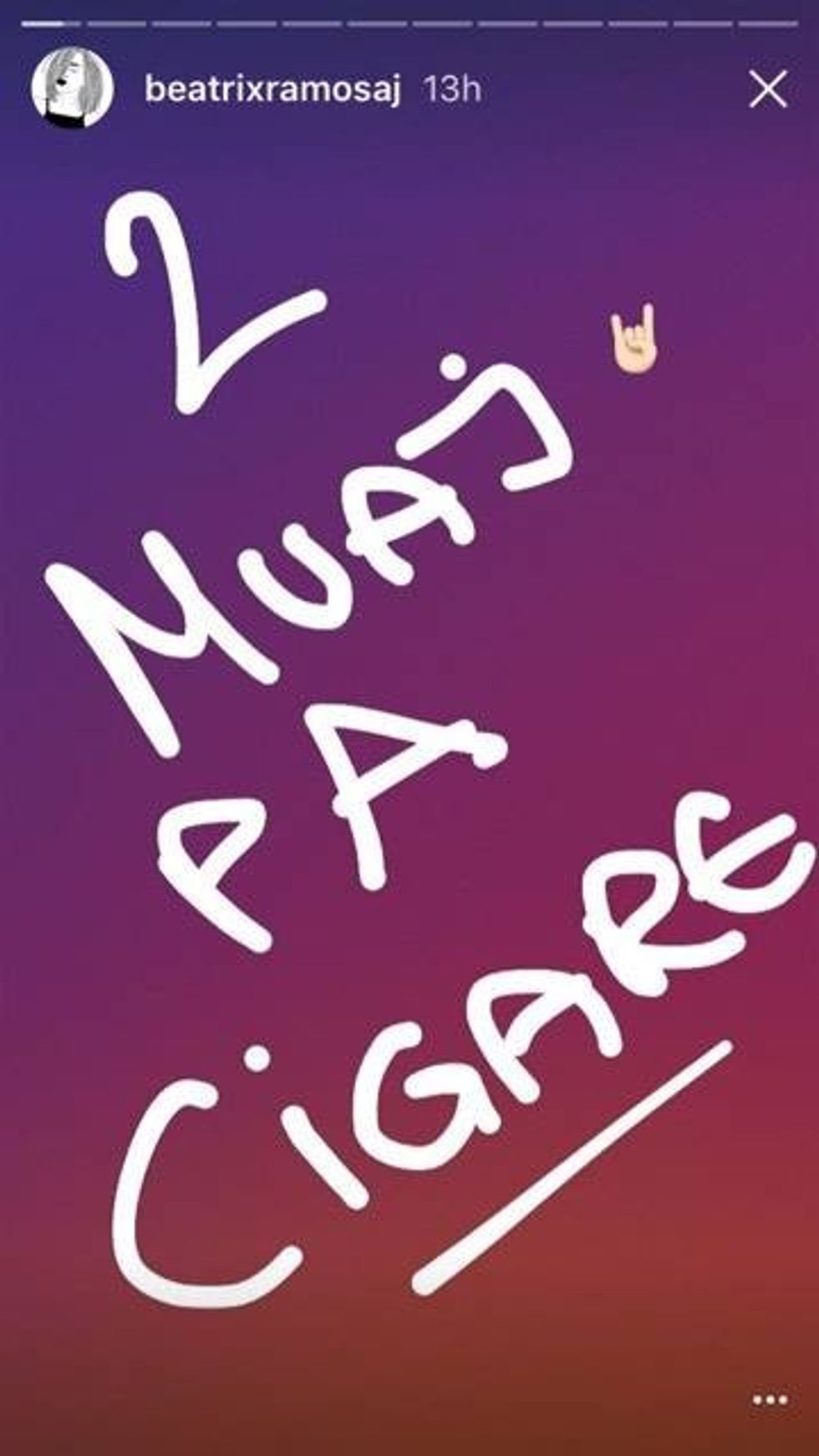 Postimi i Beatrix Ramosaj në Instagram Story