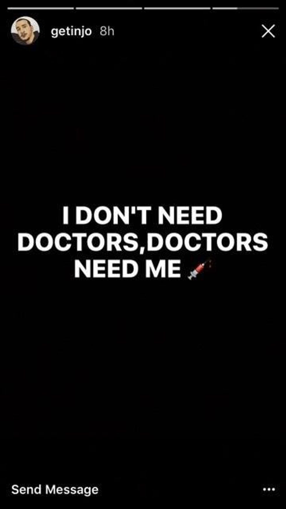 Postimi i reperit Getinjo në Instagram Story