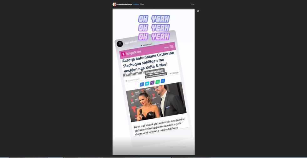 Postimi në insta story i Catherine Siachoque