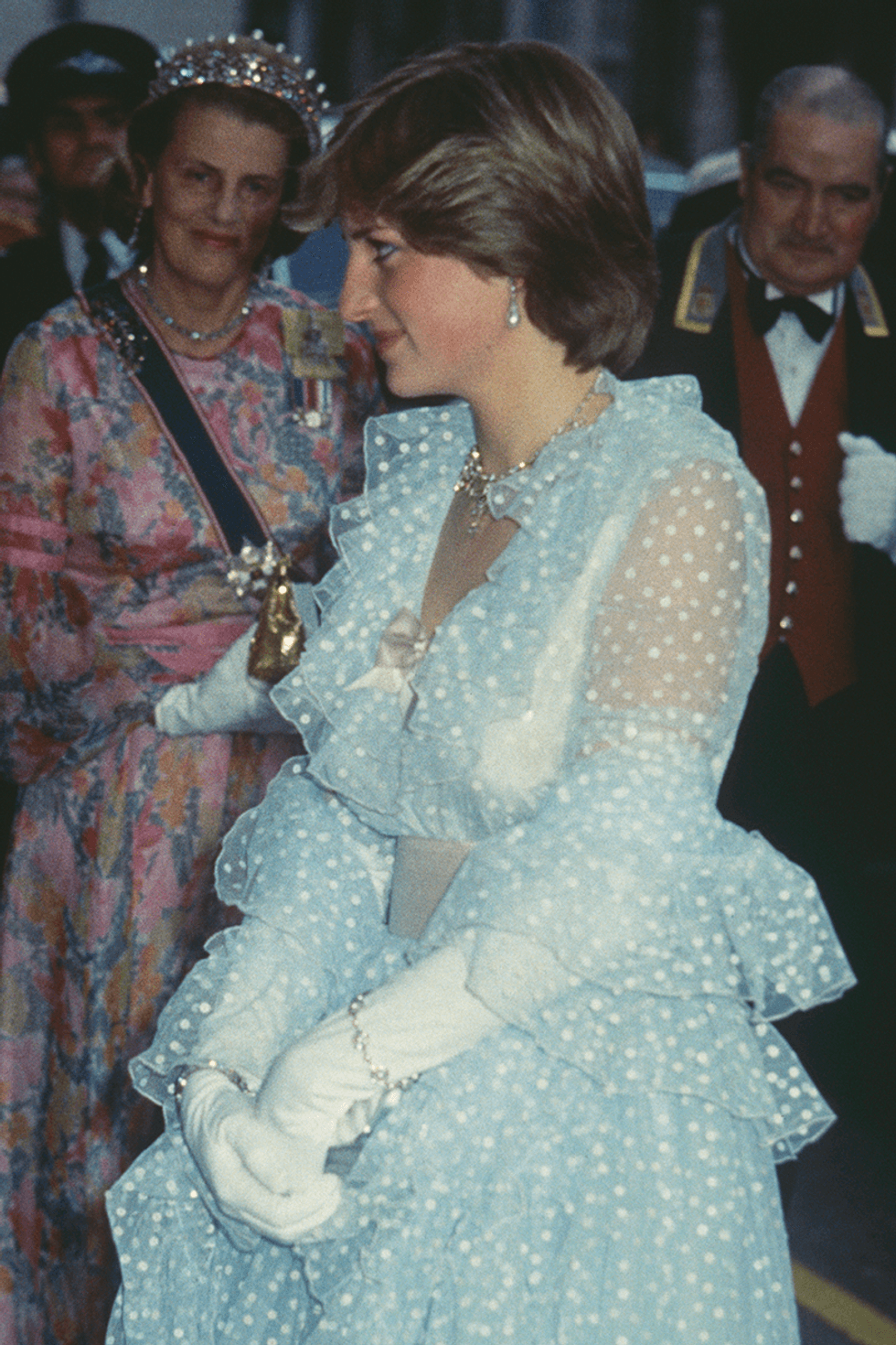 princess diana fashion before royalty baby blue sheer ruffle dress 1610123775