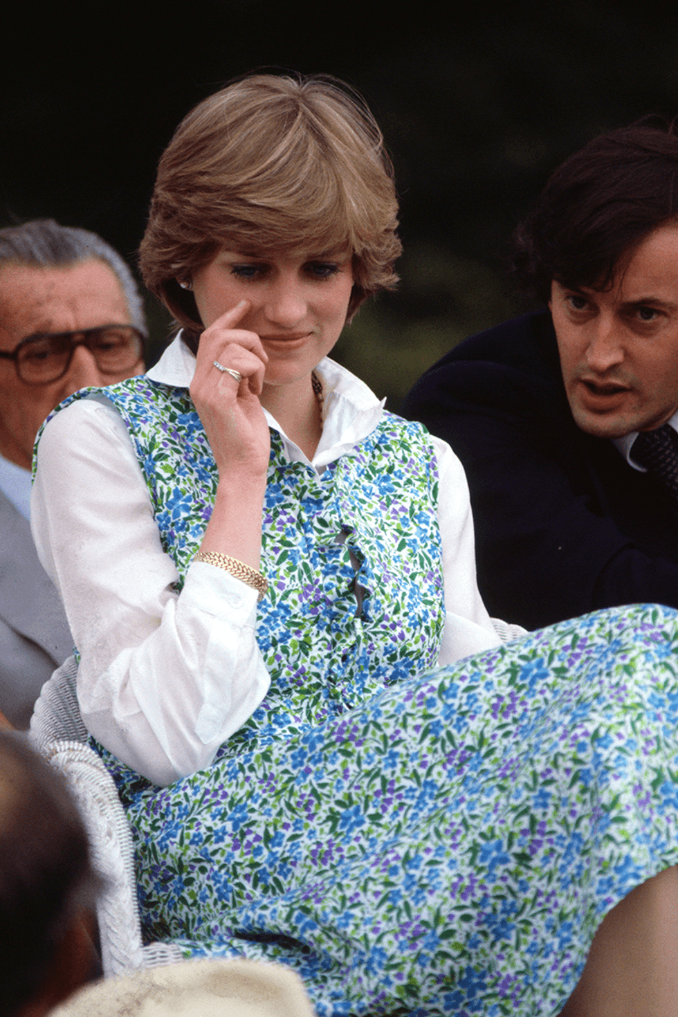 princess diana fashion before royalty blue floral dress with white shirt 1610123787