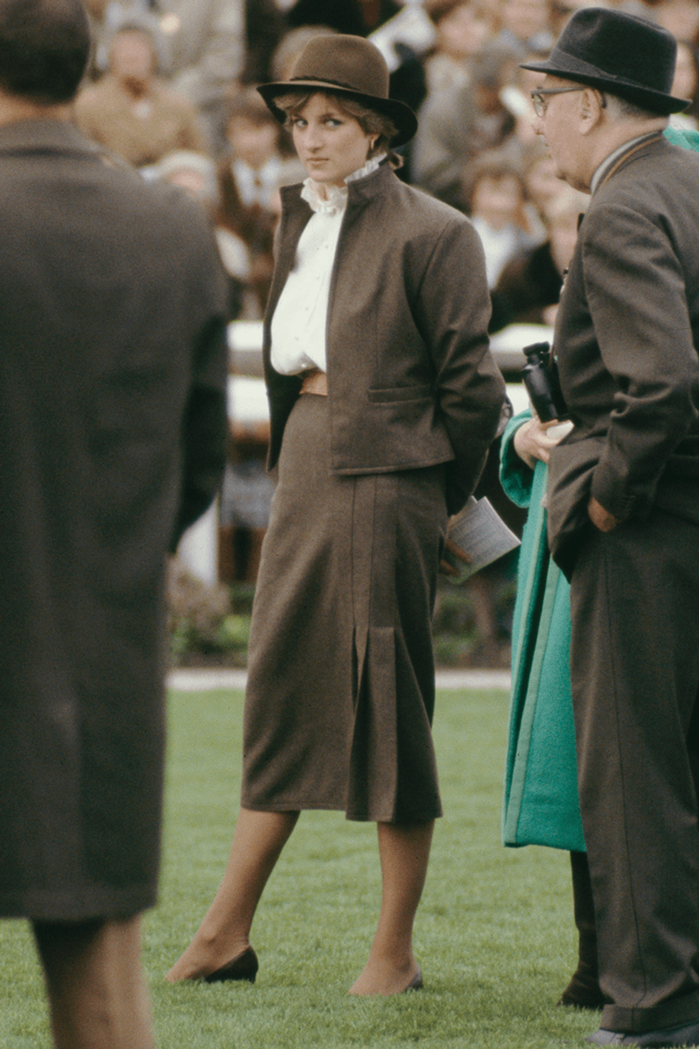 princess diana fashion before royalty brown skirt suit 1610123802