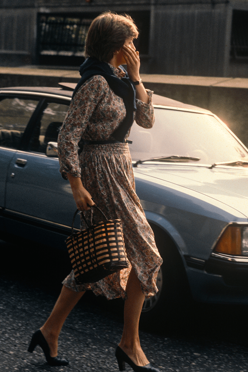 princess diana fashion before royalty floral dress and black jumper 1610123812