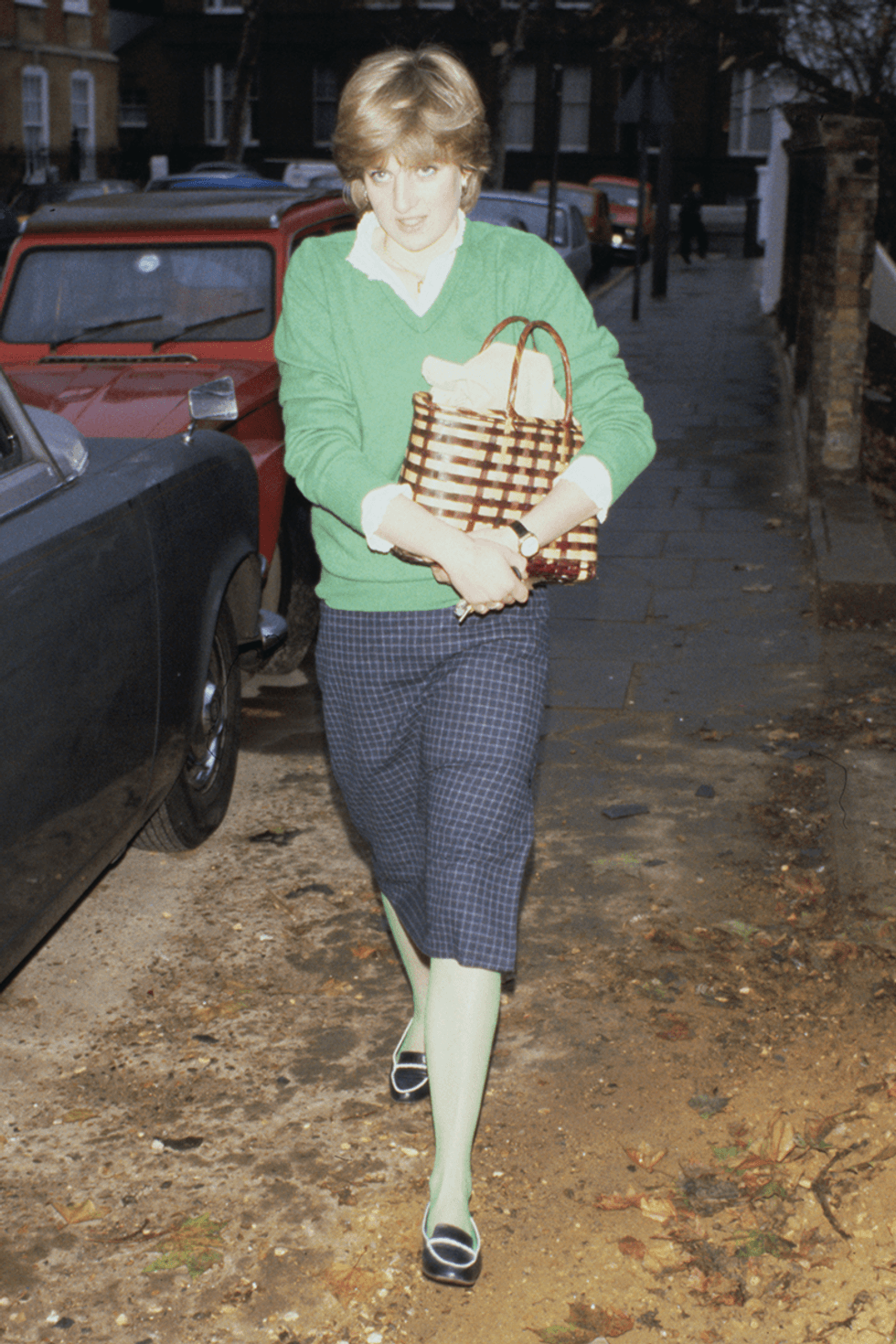 princess diana fashion before royalty green cardigan and matching tights 1610123812