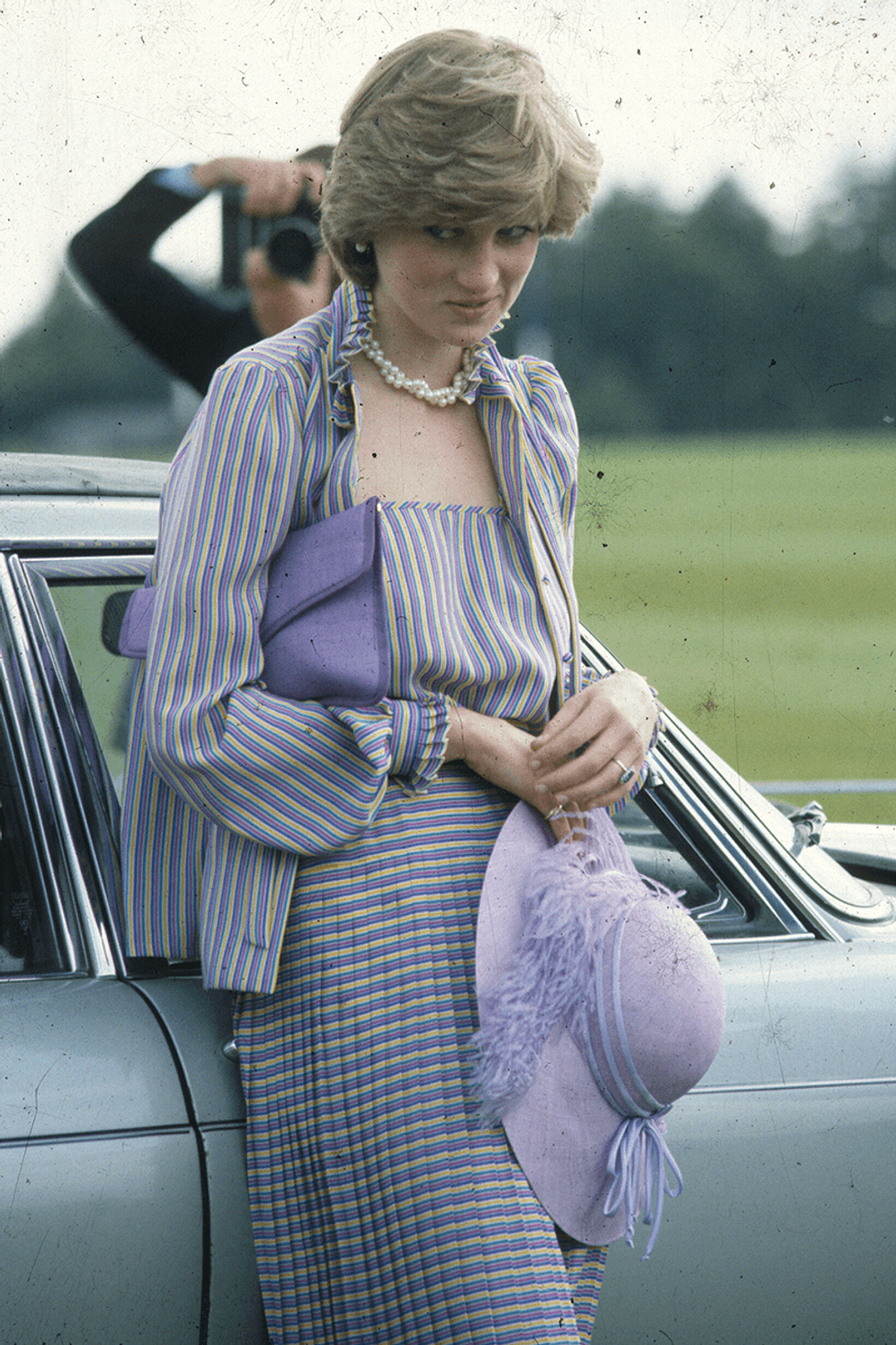 princess diana fashion before royalty purple pinstripe set 1610123847