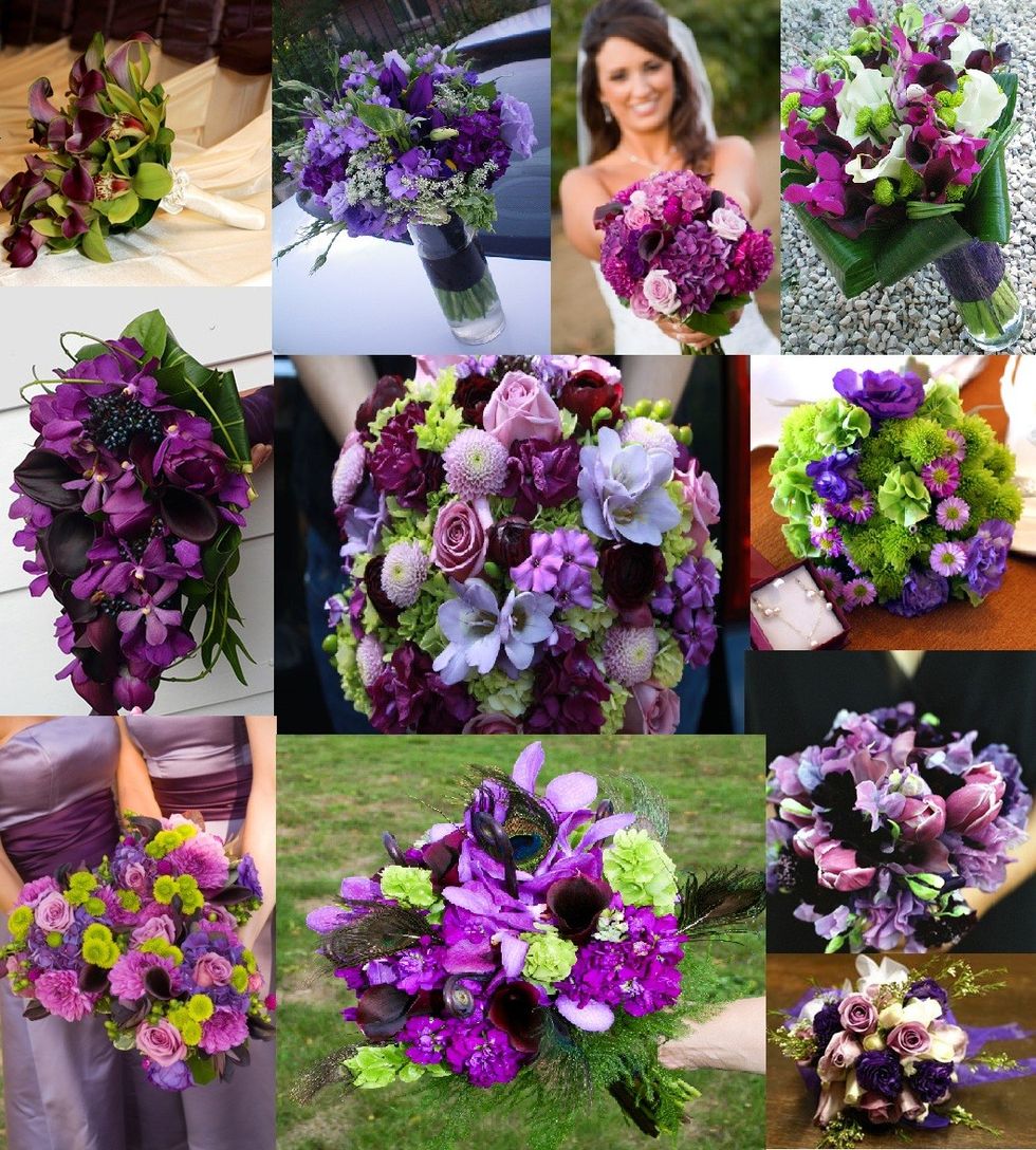 purple and green bridal bouquets blog pics