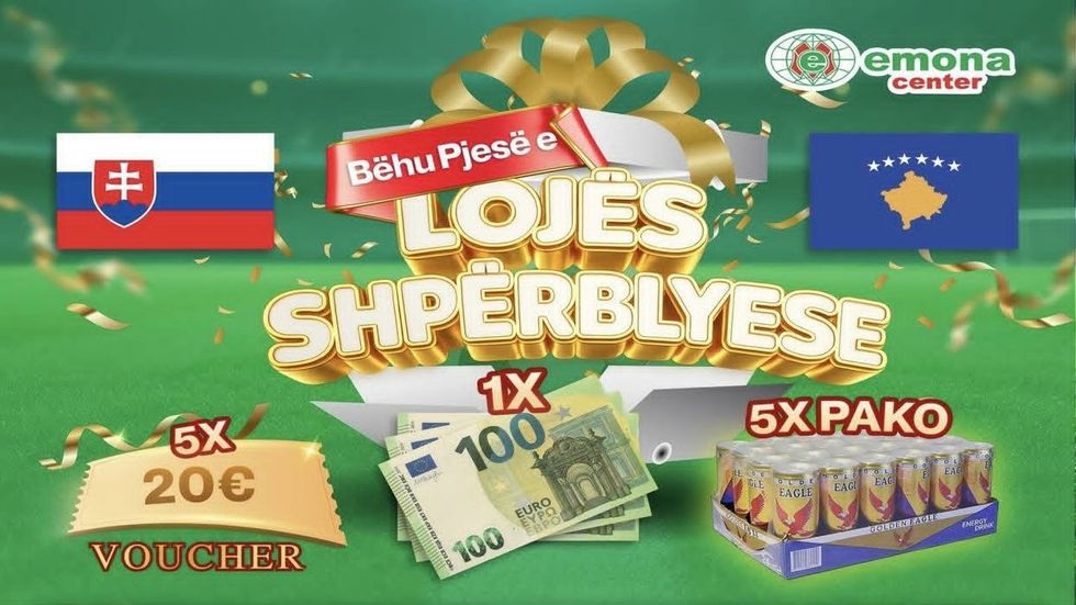 Qëllo rezultatin Sllovaki-Kosovë dhe fito shpërblime nga Emona Center