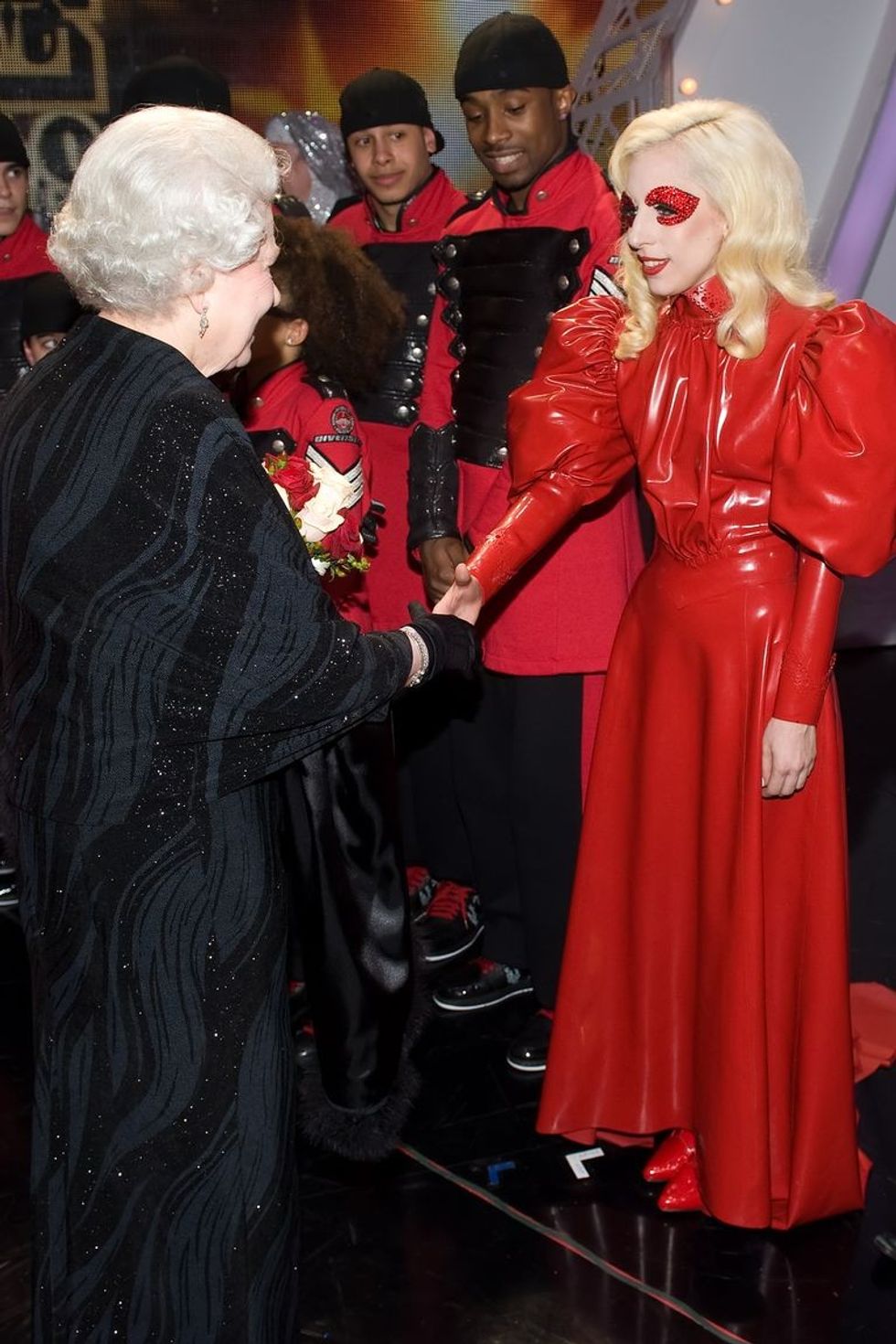 queen elizabeth ii meets american singer lady gaga news photo 1586631376