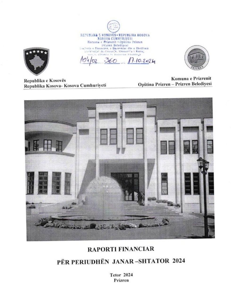 raporti financiar janar shtator 2024 Prizren