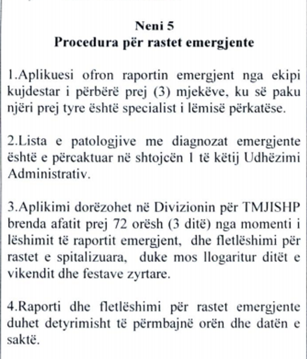 Rastet Emergjente per trajtim jashte vendit