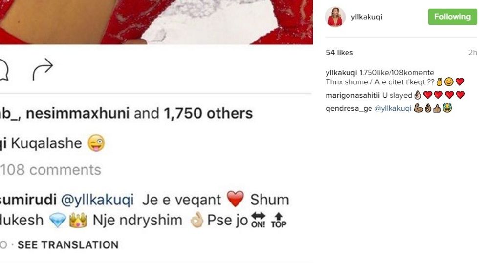 Reagimi i Yllka Kuqit pas fotos provokative. Foto nga: Instagram.