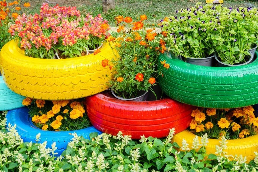 reusing tires in the garden x1