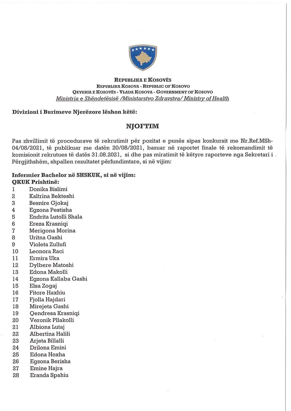 Rezultatet e konkursit per infermier 1 scaled