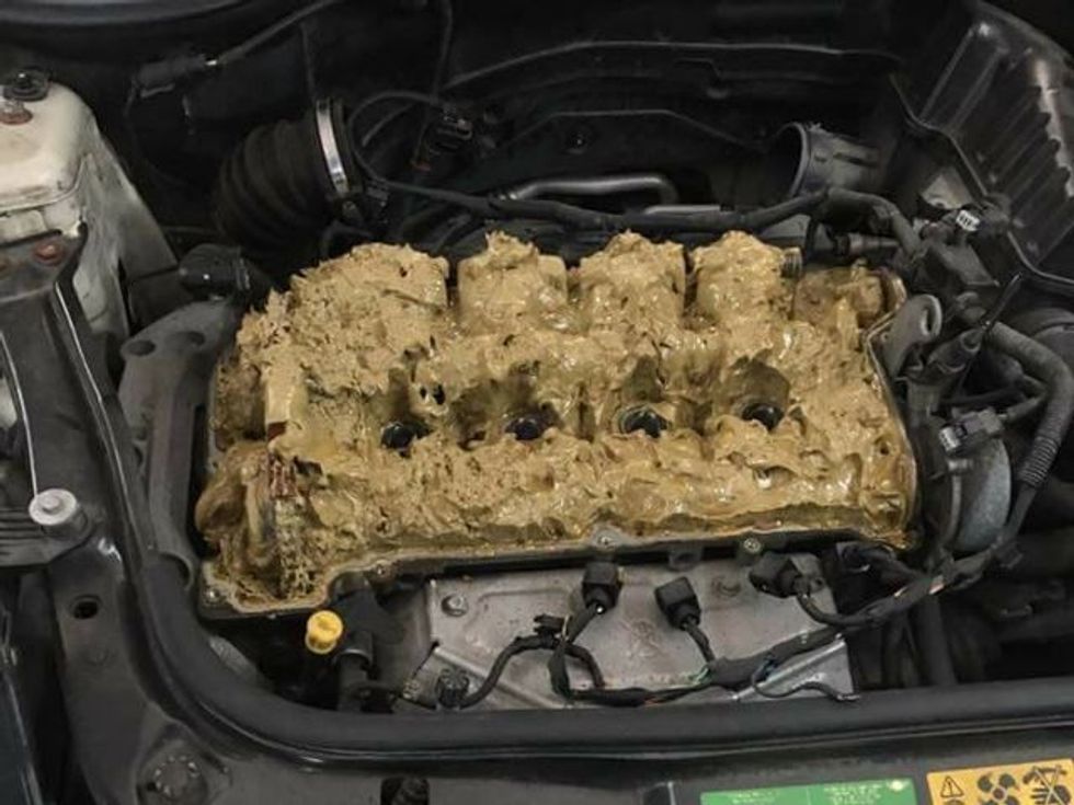 Rezultati i zbrazjes së detergjentit për pastrimin e xhamave në motorin e makinës foto 2