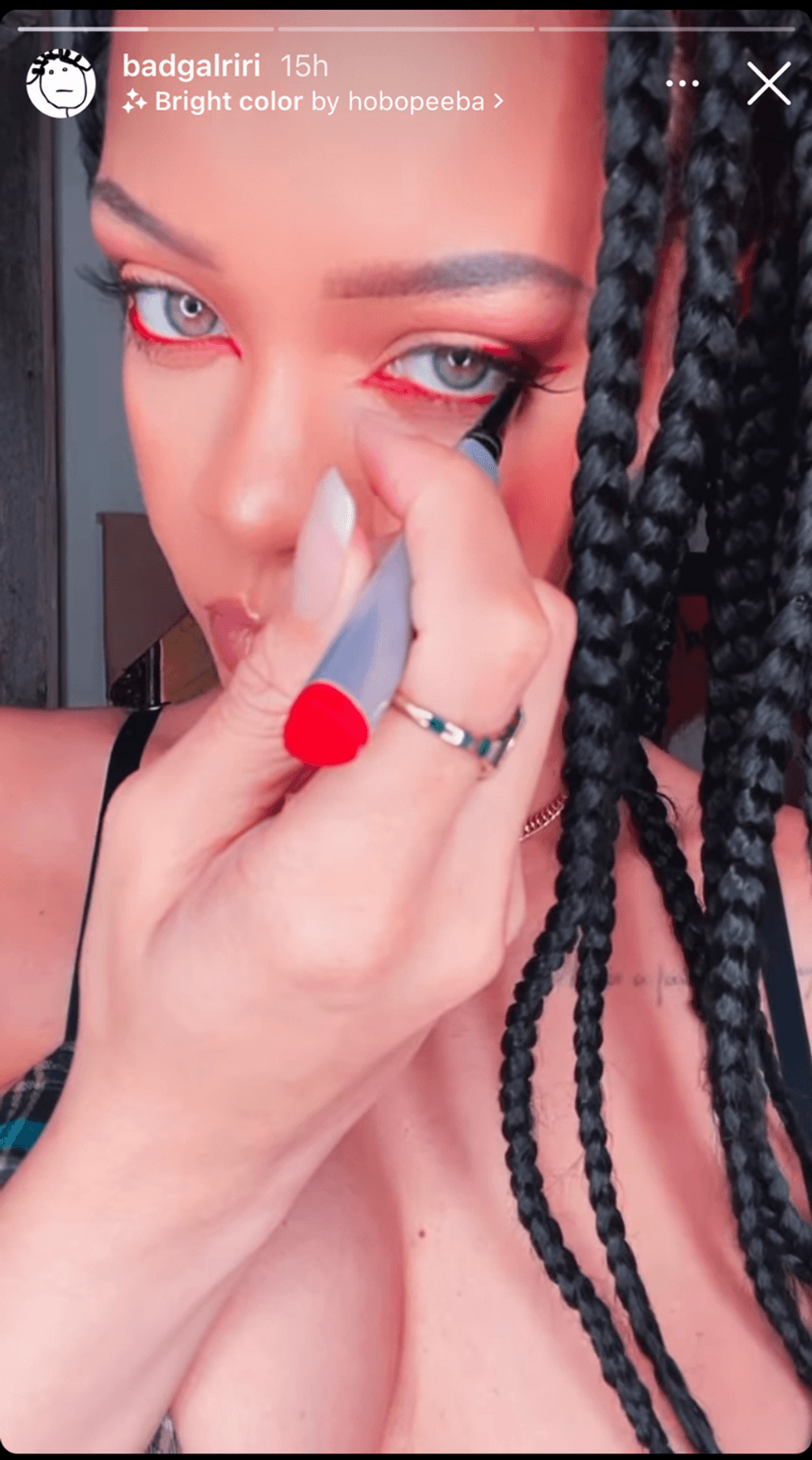 rihanna red eyeliner reverse cat eye 1637682995