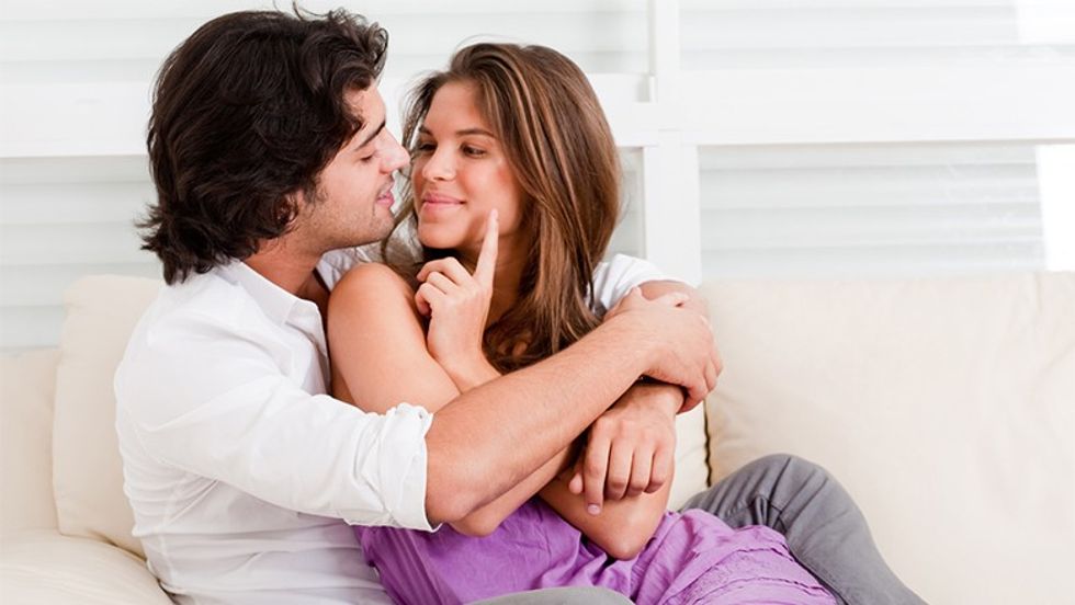 romantic couple in couch