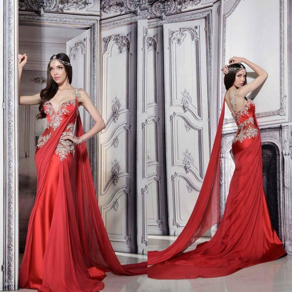 romantic red mermaid wedding dresses 2015