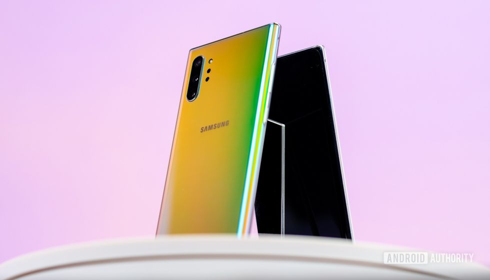 Samsung Galaxy Note 10 Plus Aura Glow back at angle