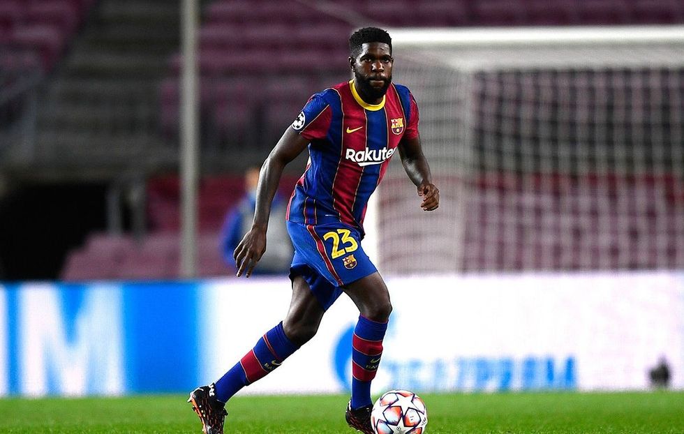 samuel umtiti durante un partido de esta temporada