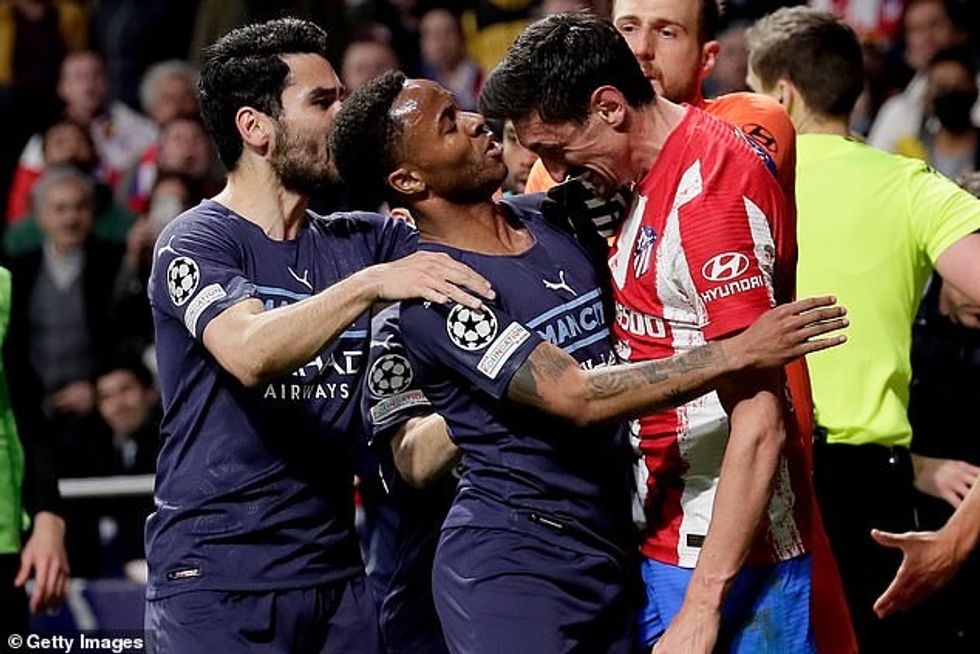 Savic somehow escaped a red card for headbutting Raheem Sterling during the melee