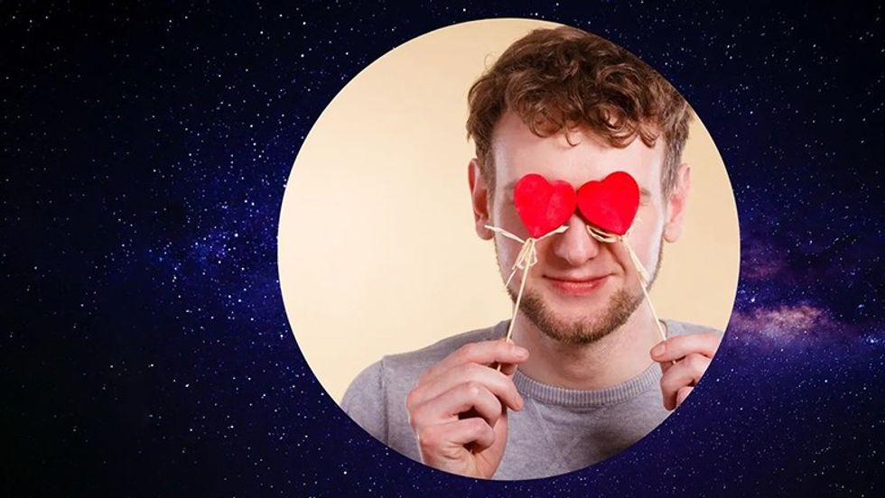 Scorpio man with hearts in his face