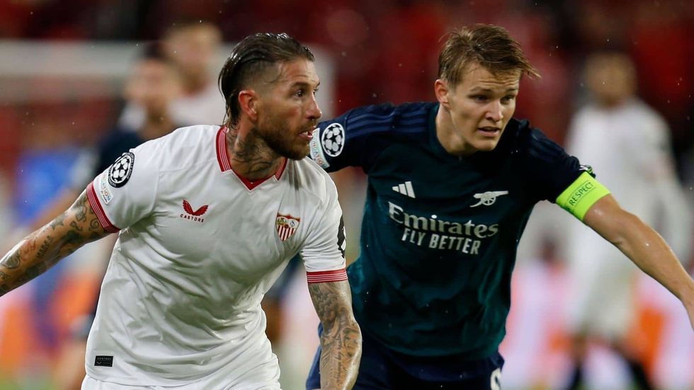 sergio ramos martin odegaard sevilla v arsenal 1