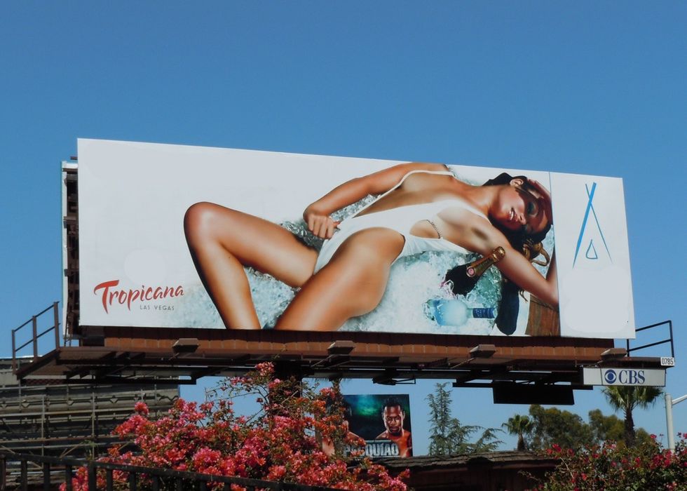 Sexier Vegas bikini model billboard