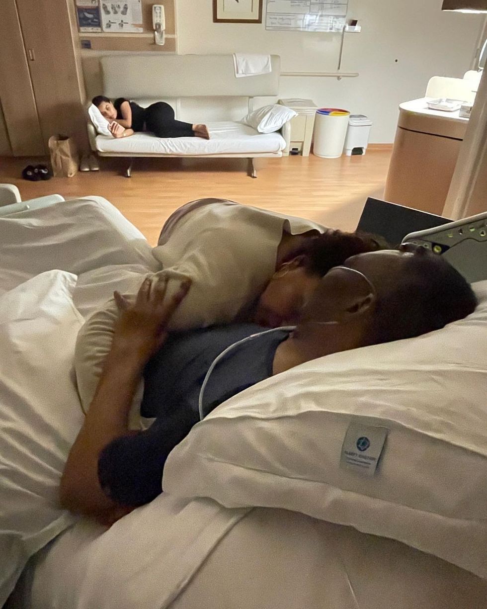 She also shared an emotional snap of them from the hospital to Instagram