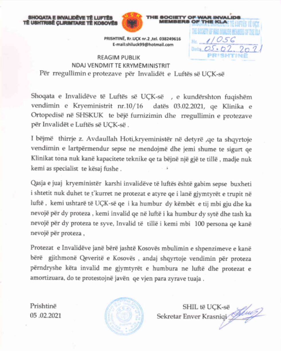 Shoqata e invalideve te luftes