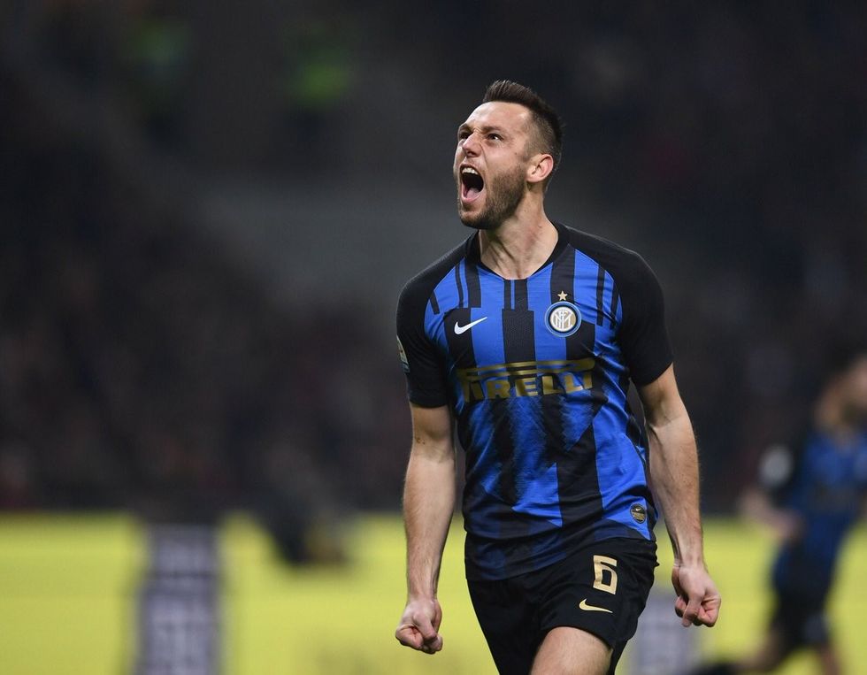 Stefan de Vrij inter Milaan juichen
