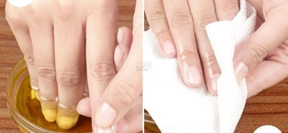 step 2 massage the oil on your nails and c