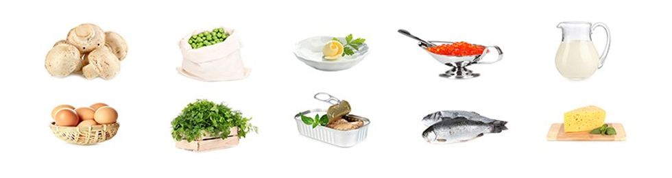 stock photo food sources of vitamin d isolated on white 151595714 1