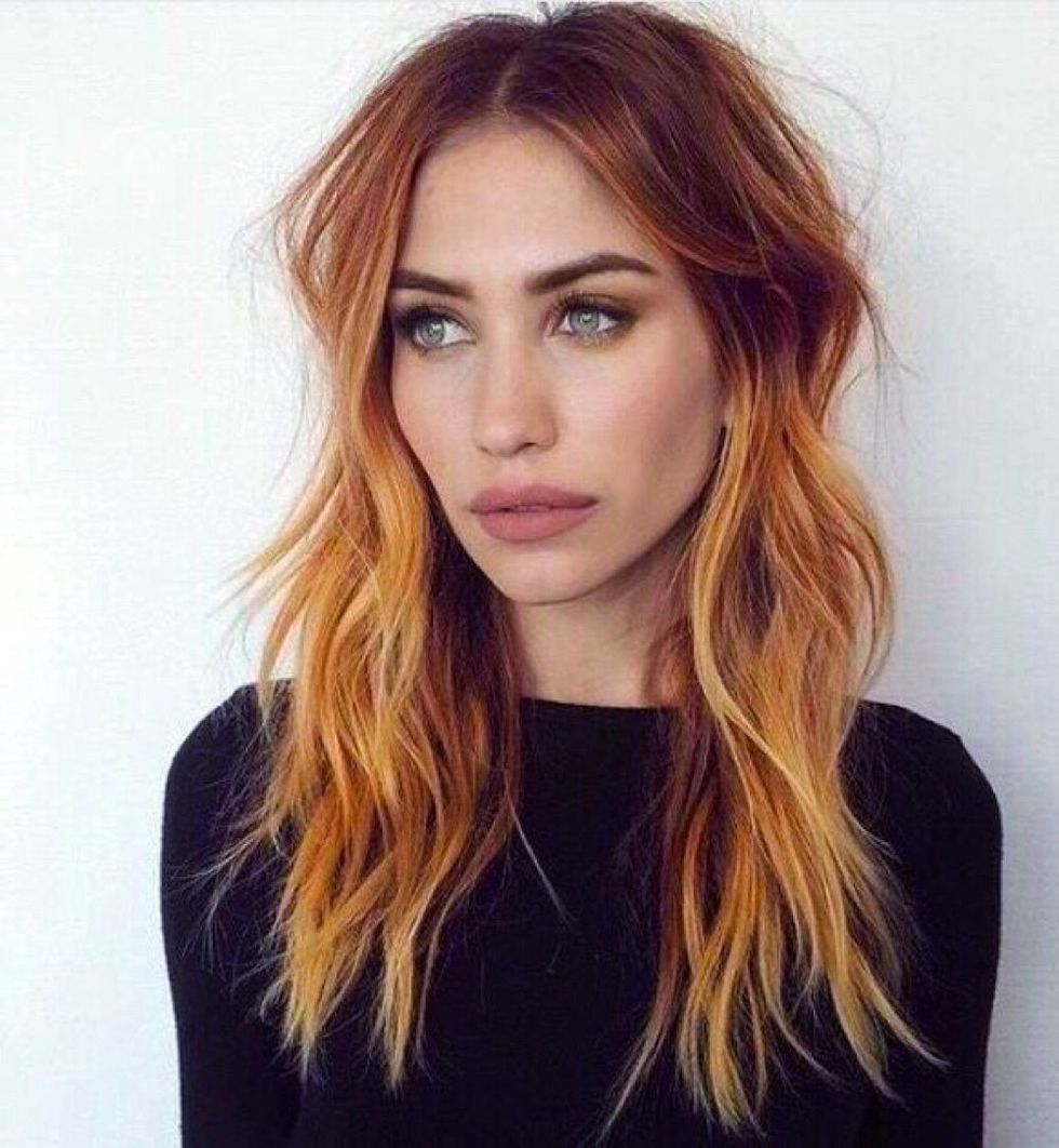 stunning hair extension for copper gold hair color