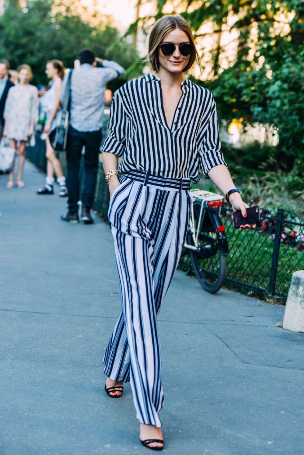 summer work outfit stripes on stripes printed pants summer work outfit fas
