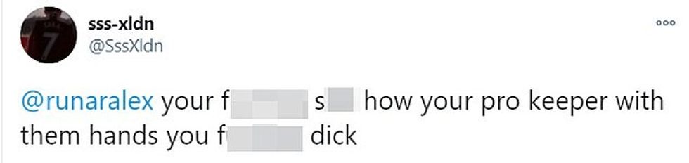 Supporters inundated the young shot-stopper with disparaging tweets after his error