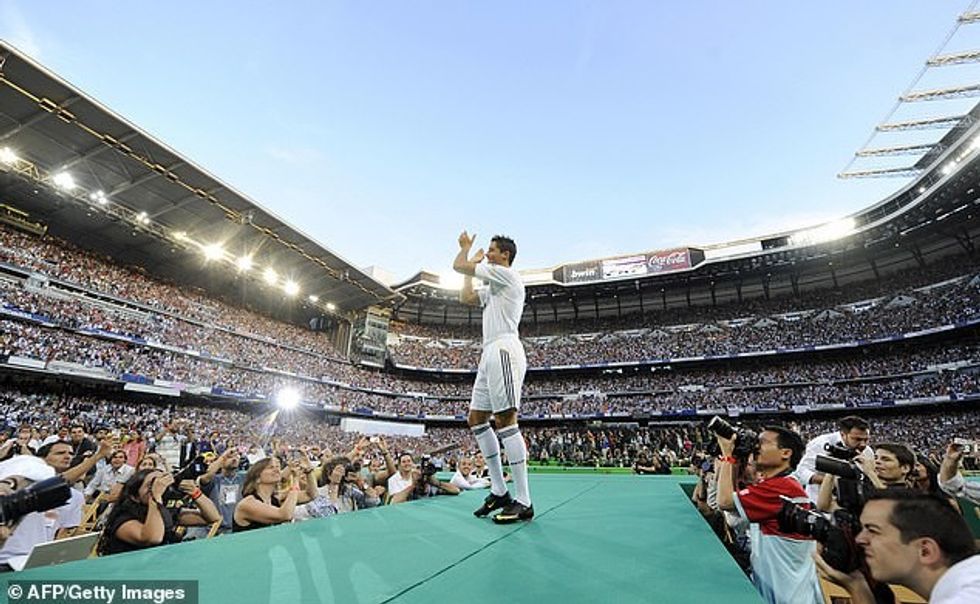 Tens of thousands of excited fans welcomed Ronaldo to Real Madrid at his Bernabeu unveiling