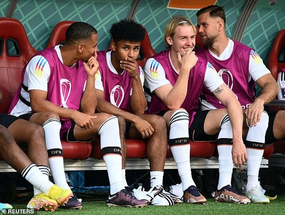 The big striker (far right) has been used as an impact pact for Hansi Flick's Germany side