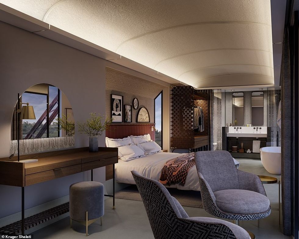 The carriage rooms are described as being a 'celebration of African design in collaboration with local art and crafting skills'