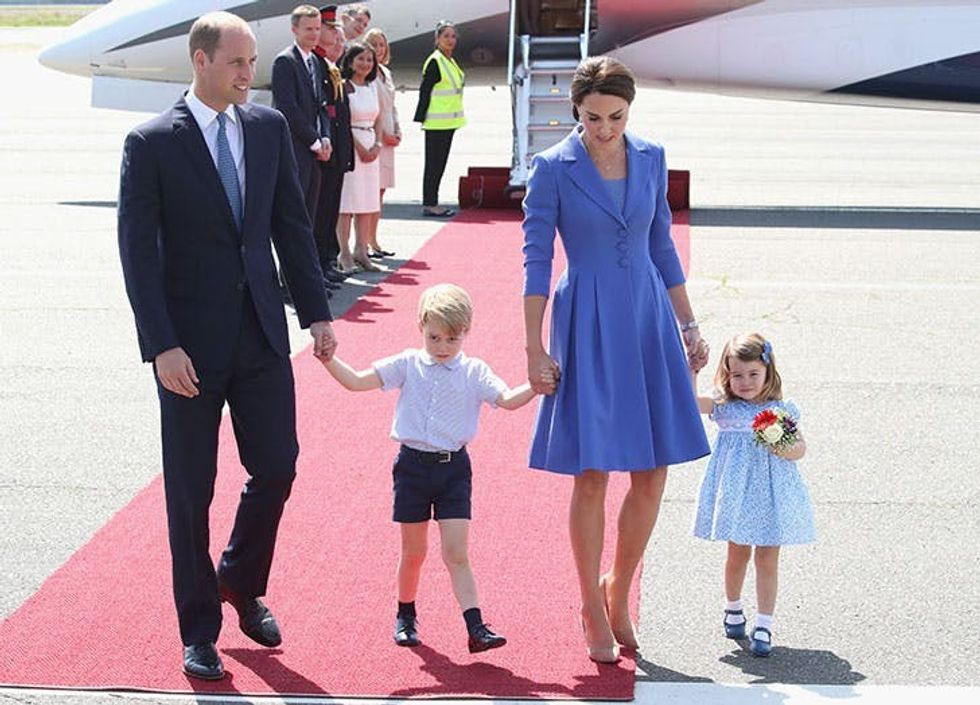 The Duke And Duchess Of Cambridge with family step off plane