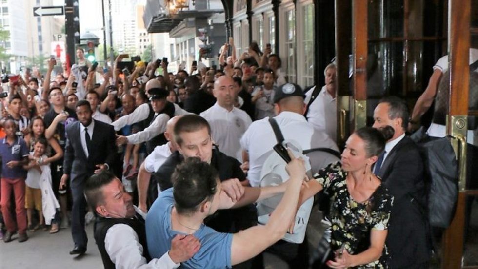 The fans¿fight just¿for taking a picture with Karim Benzema¿ Pictured: Karim Benzema Ref: SPL1320632 170716 Picture by: Miya / Splash News Splash News and Pictures Los Angeles: 310-821-2666 New York: 212-619-2666 London: 870-934-2666 photodesk@splashnews.com