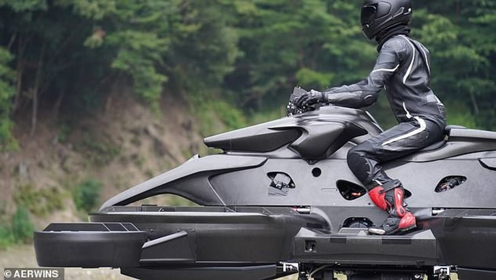 The flying bike is the work of Aerwins, a Delaware-based company that makes drones and unmanned vehicles