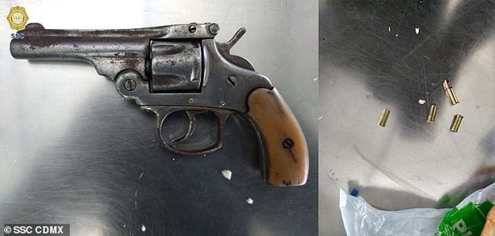 The Mexico City police confiscated the handgun and several bullets from the man after discovering them hidden inside the sandwich